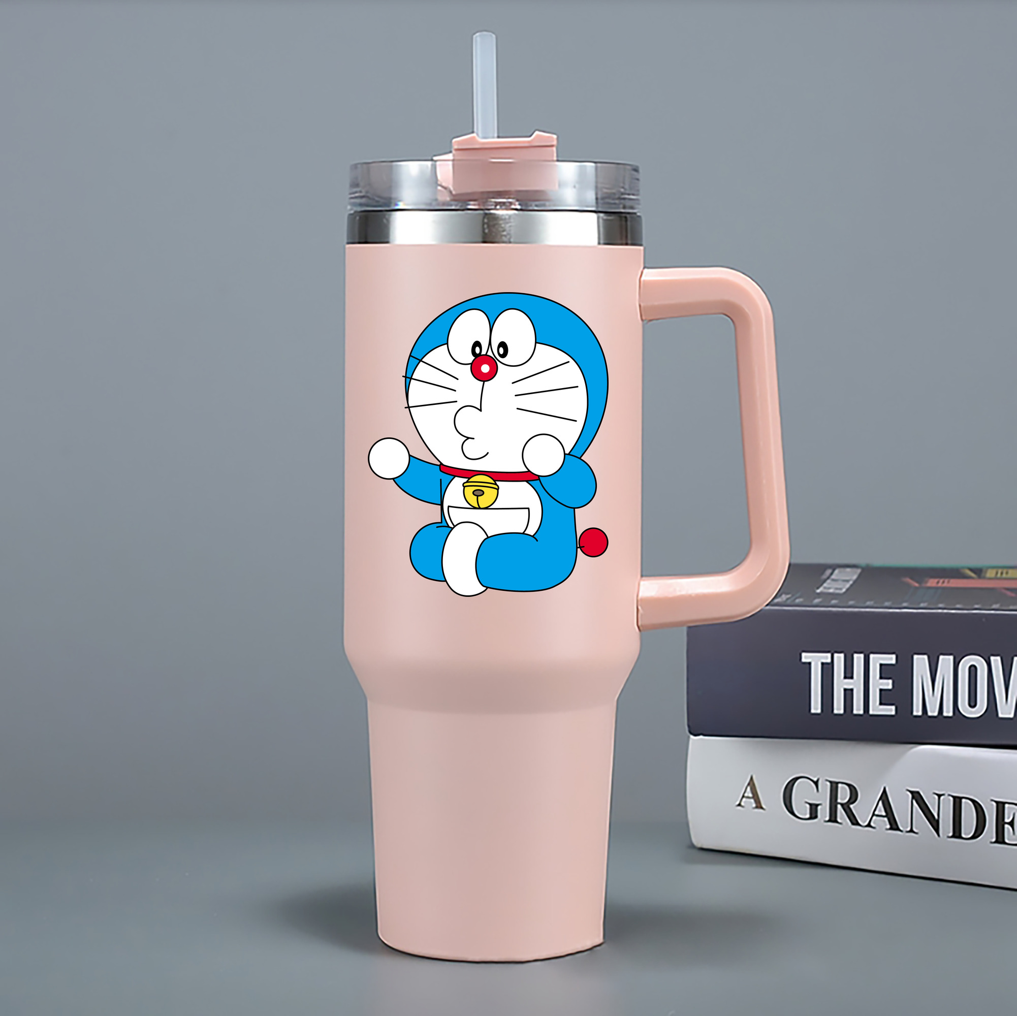 （画像用） ドラえもん Doraemon 1200mL車用タンブラー - クリスタルステッカー（プラスチックストロー付き）